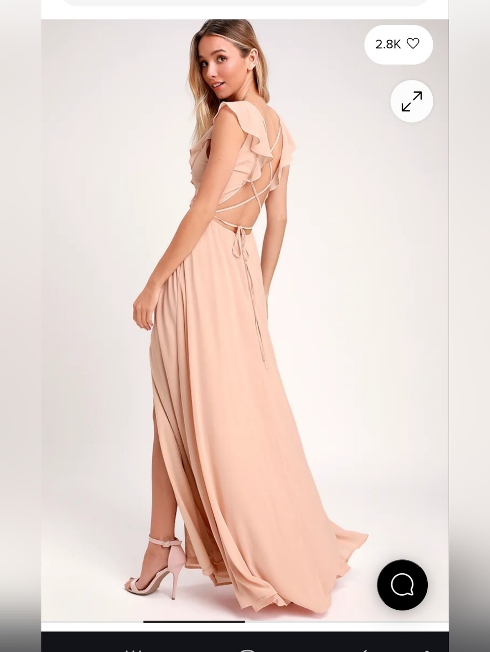 Feel the Rush Blush Ruffled Lace-Up Backless Maxi Dress